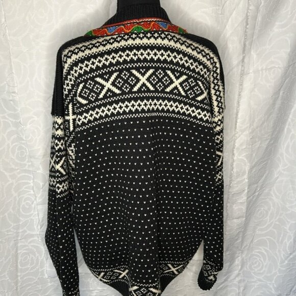 NORDSTRIKK  multi colored 100% Wool cardigan sweater. Unisex Men’s L Women’s  XL - Picture 6 of 10